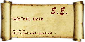 Sárfi Erik névjegykártya